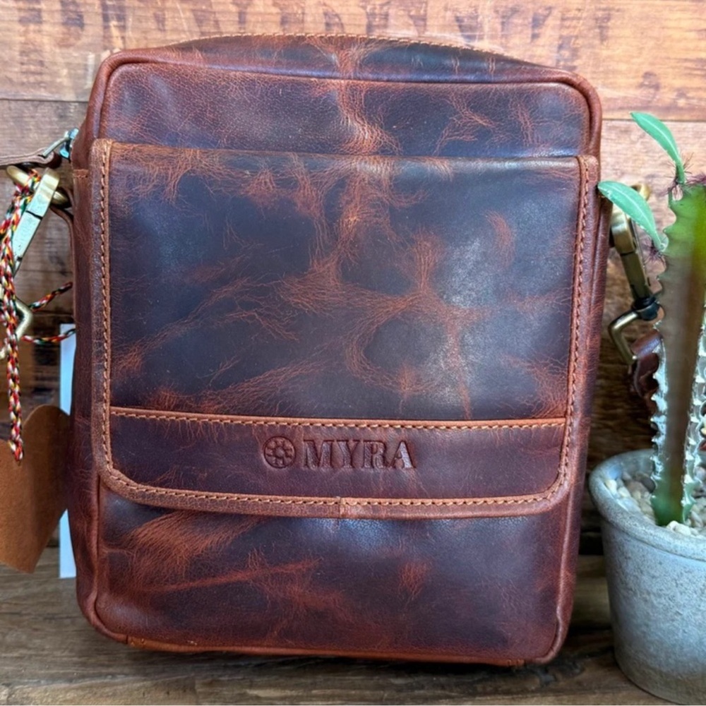 NEW NWT: Myra Brown Leather Messenger Bag